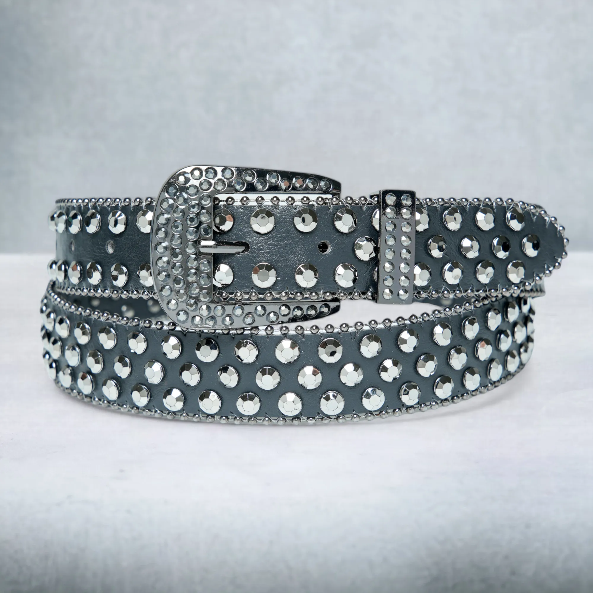 Chokore Crystal Rhinestone Pure Leather Belt (Black)