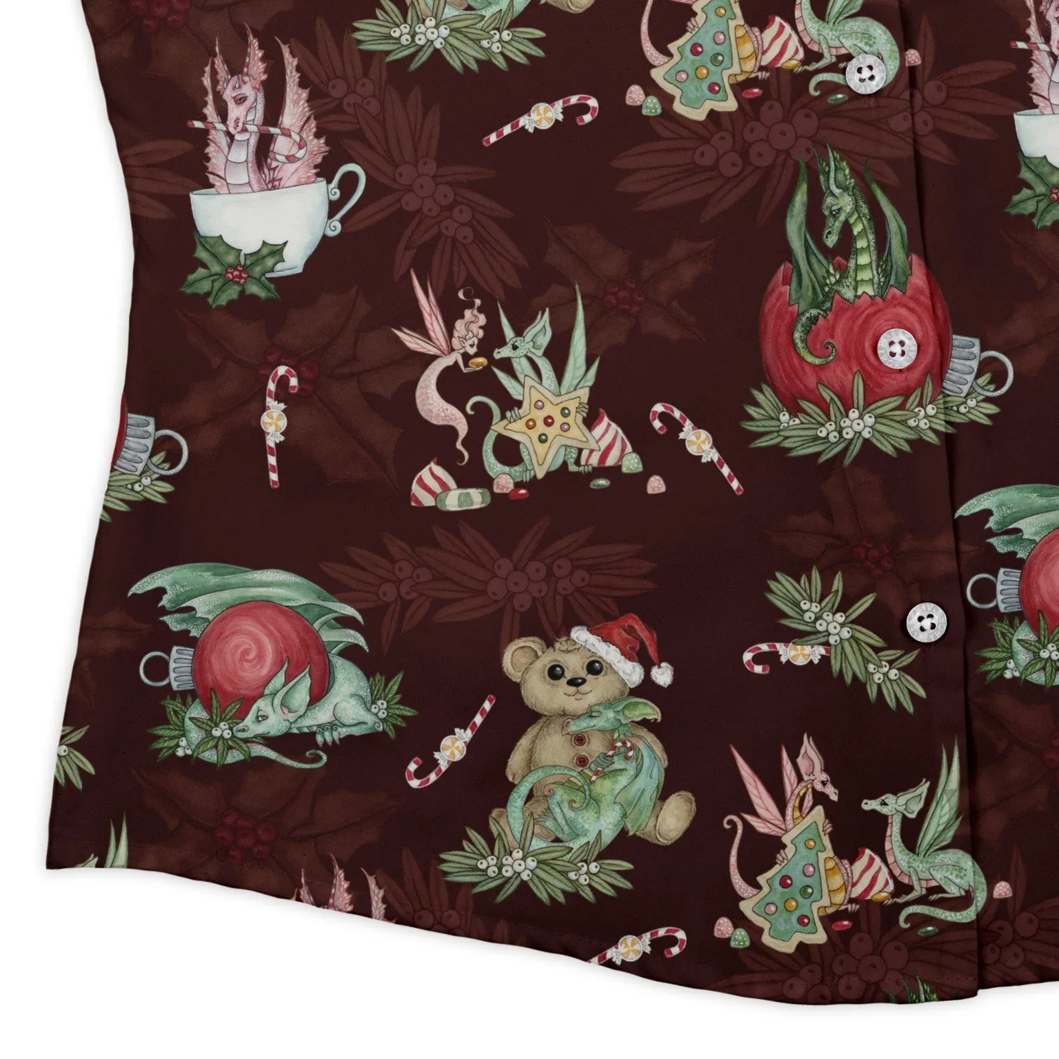 Christmas Time with Dragons Curvy Button Up Shirt