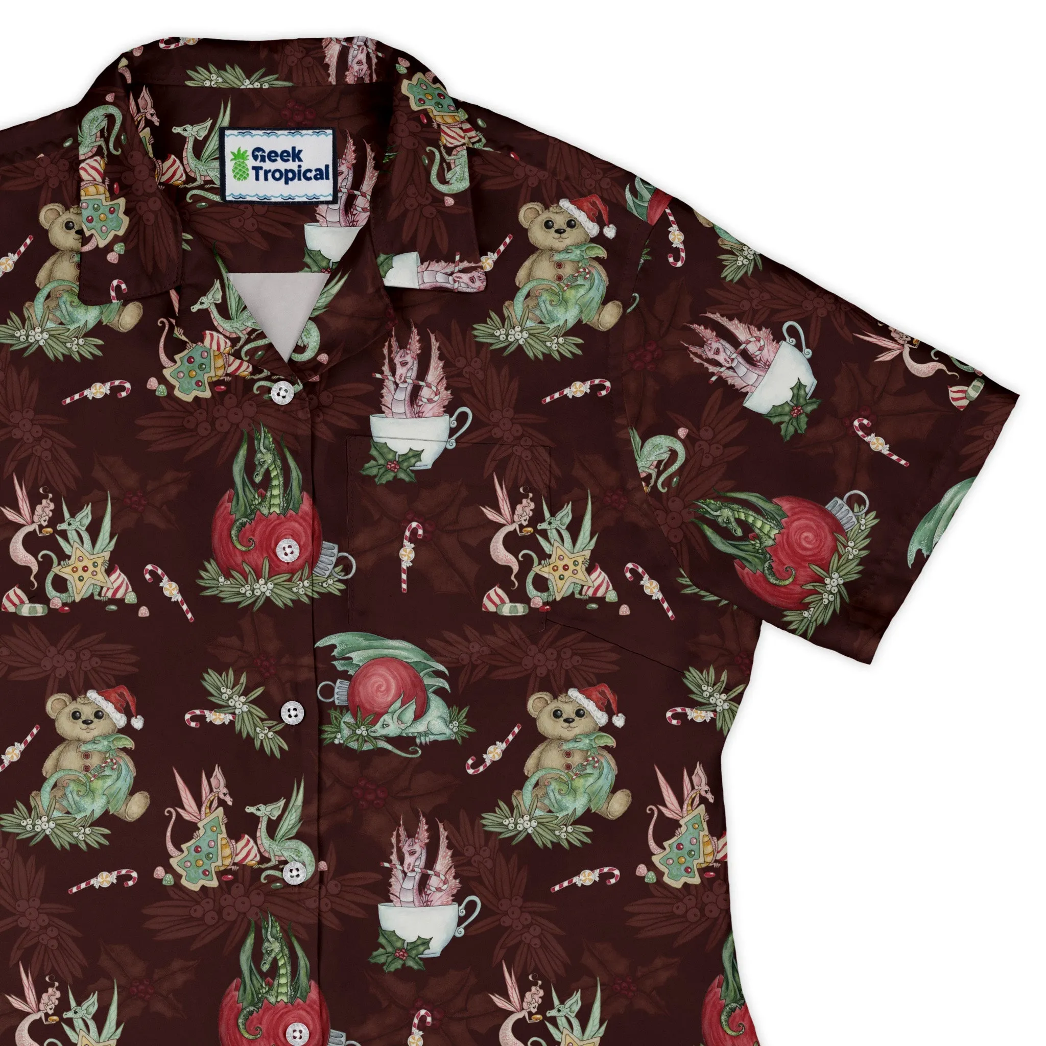 Christmas Time with Dragons Curvy Button Up Shirt