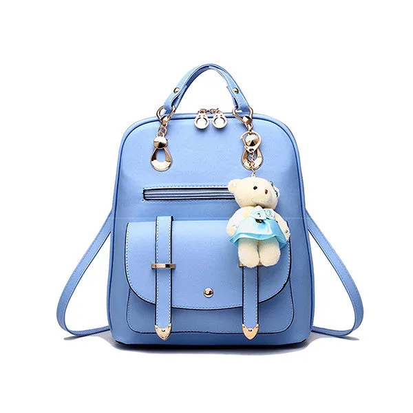 Classic Fashion Backpacks with Teddy Bear Charm