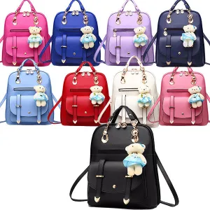 Classic Fashion Backpacks with Teddy Bear Charm