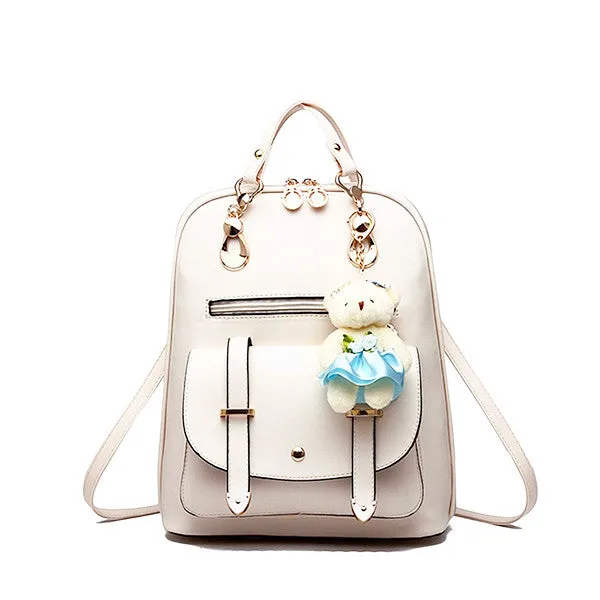 Classic Fashion Backpacks with Teddy Bear Charm