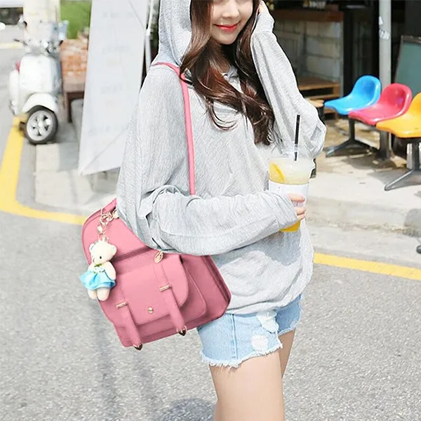 Classic Fashion Backpacks with Teddy Bear Charm