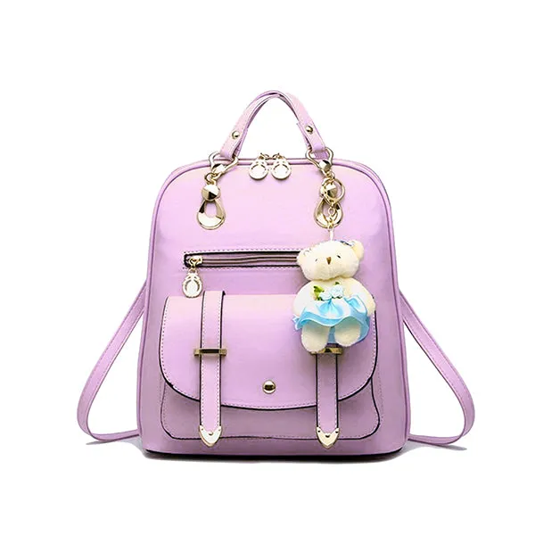 Classic Fashion Backpacks with Teddy Bear Charm