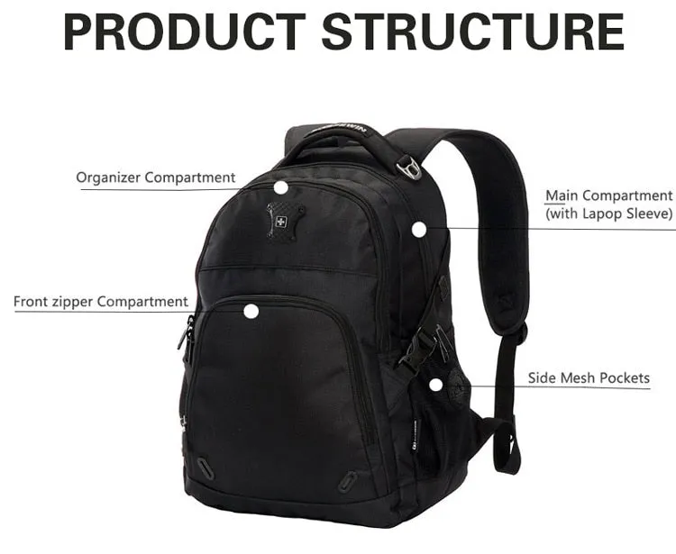 Classic Swiss Design Medium Travel Backpack with Laptop Compartment