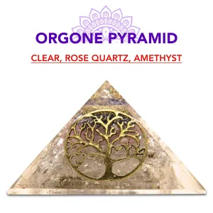 Clear Rose Quartz Amethyst Orgone Pyramid Reiki Chakra Aura Balancing