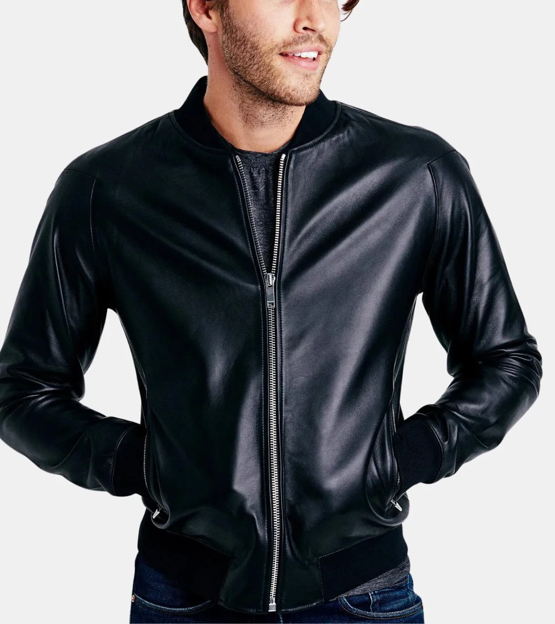 Clifer Men's Black Bomber Leather Jacket