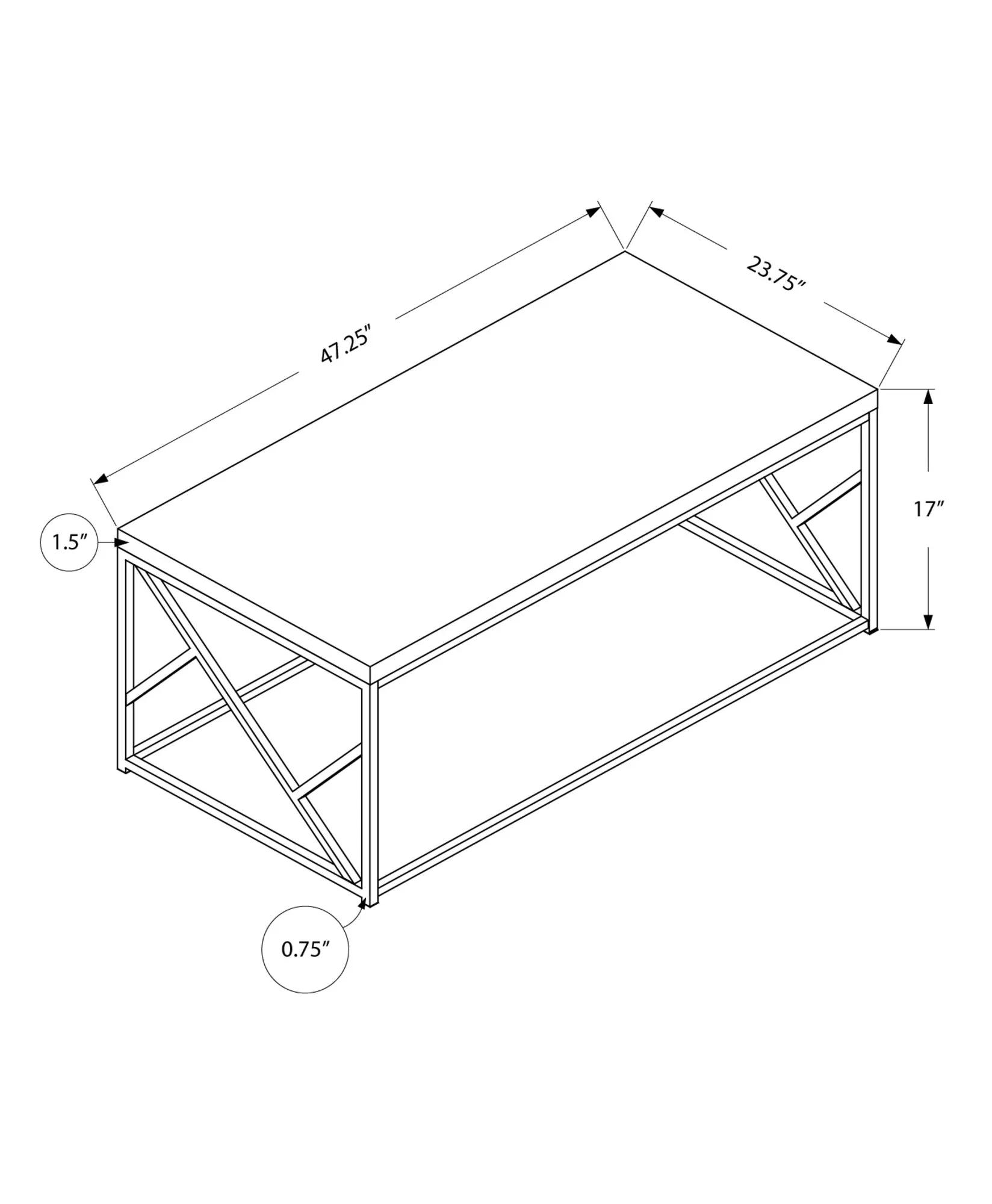 Coffee Table - Grey Cement With Chrome Metal