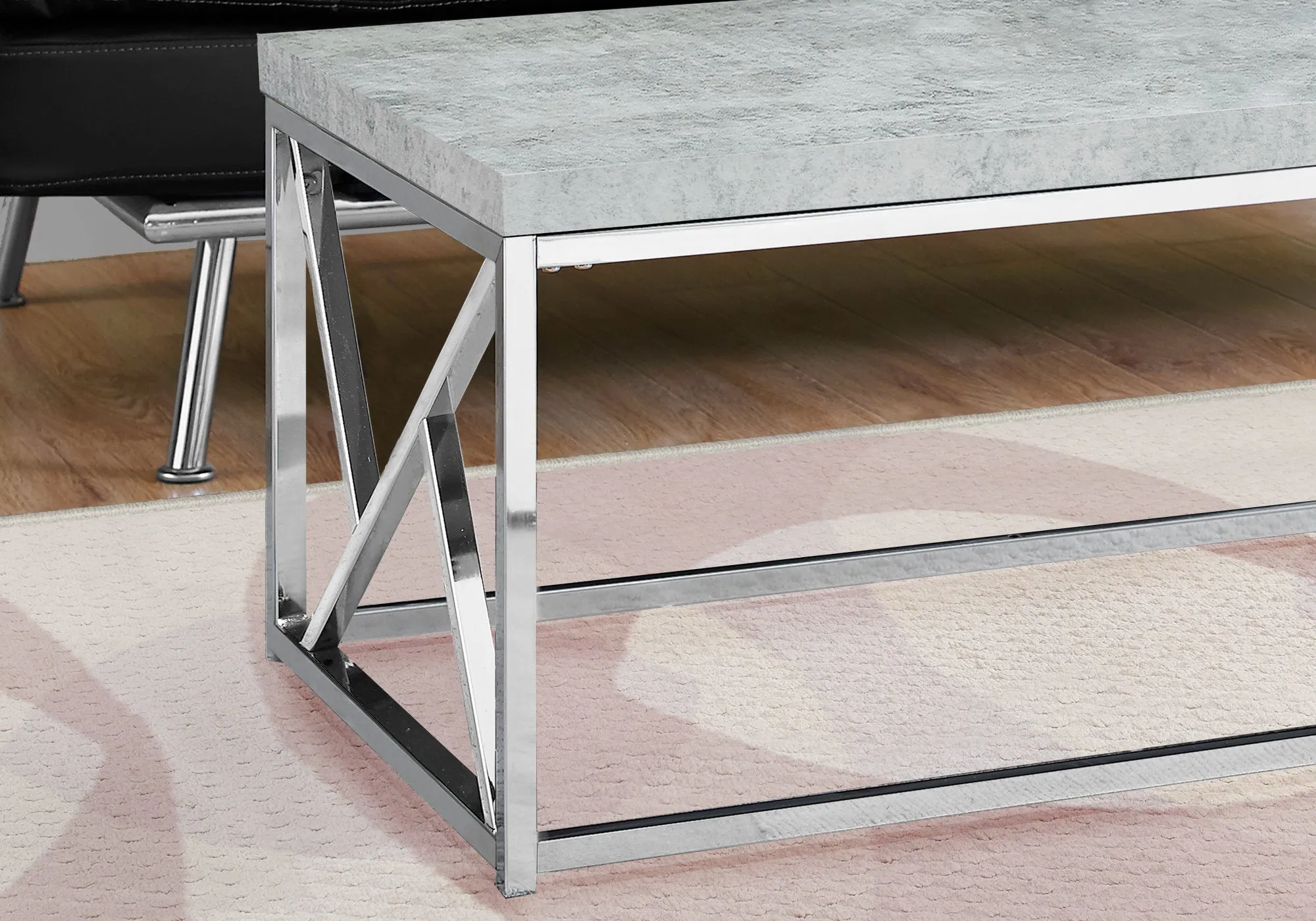 Coffee Table - Grey Cement With Chrome Metal