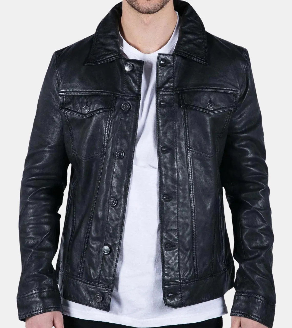 Coralee Men's Black Leather Jacket