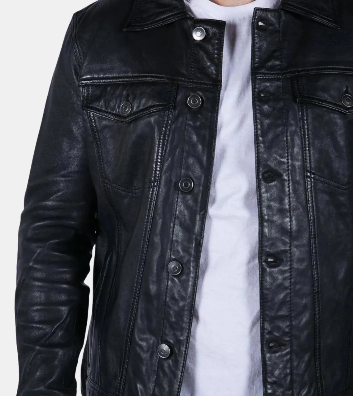 Coralee Men's Black Leather Jacket