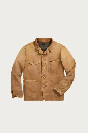 Corduroy-Collar Canvas Jacket - Vintage Khaki