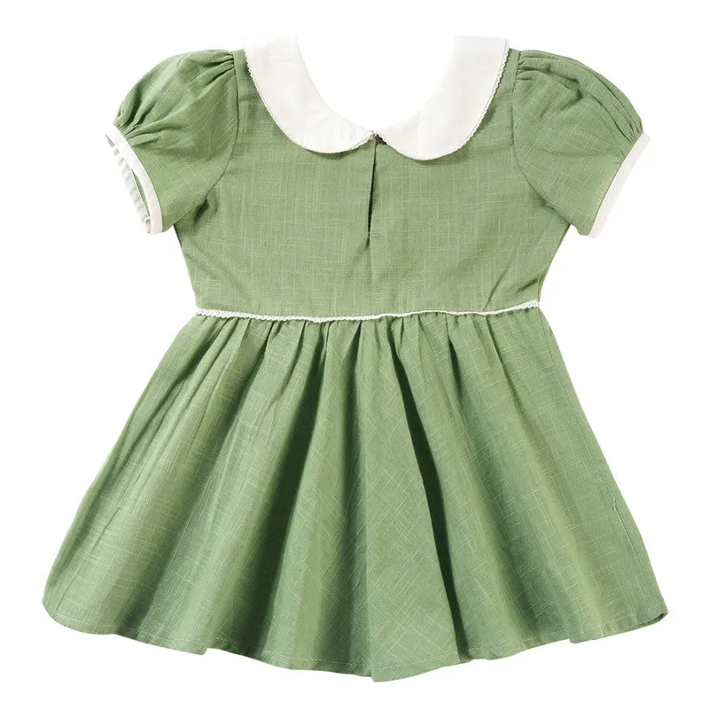 Cotton Dress For Baby Girls | Green