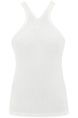 COURREGES ribbed tank top with zipper on the neckline