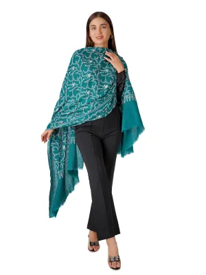 Cozy Pashmina Shawl with Intricate Embroidery - Green