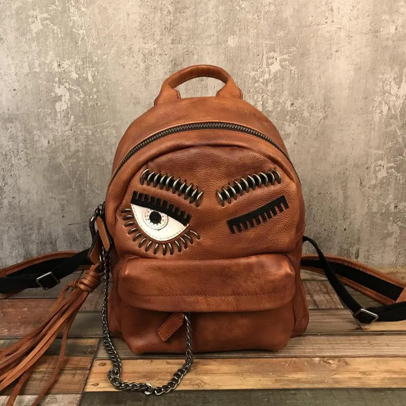 Cute Womens Small Genuine Leather Backpack Purse Trendy Backpacks for Women