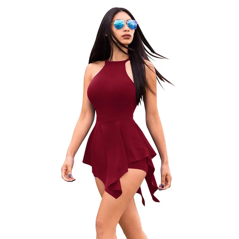 Cutout Cold Shoulder Romper Dress