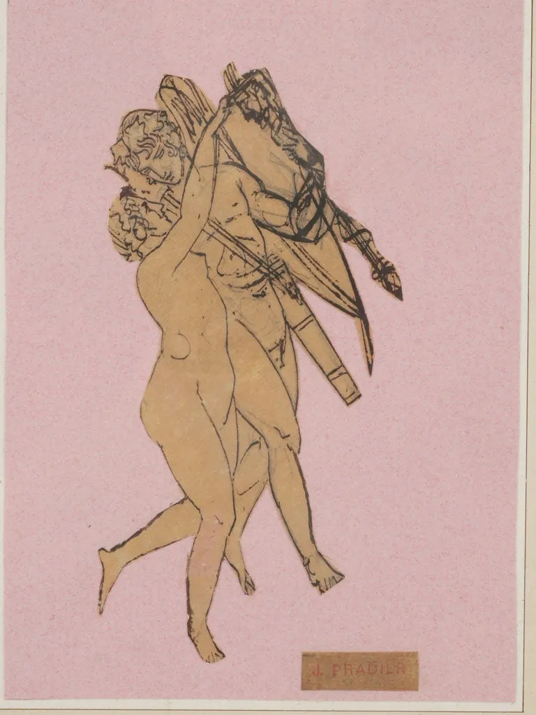 Cutout Drawing of a Nude Couple by James Pradier (1790-1852) - 10¼" x 8¼"