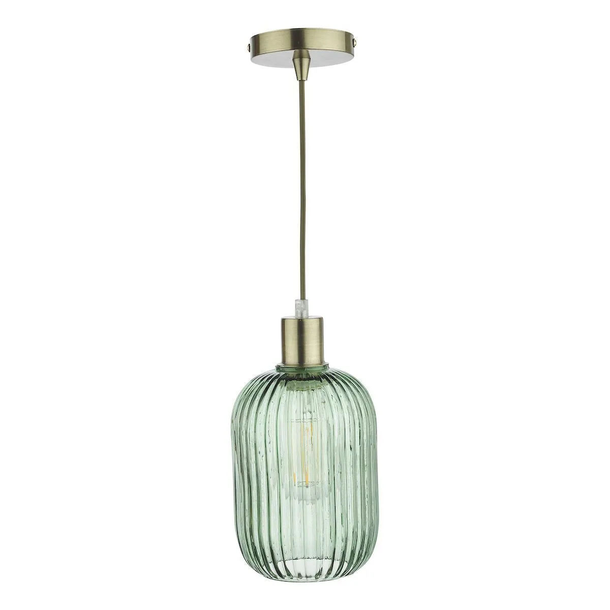 Dar SAW6524 Sawyer Easy Fit Pendant Green Ribbed Glass