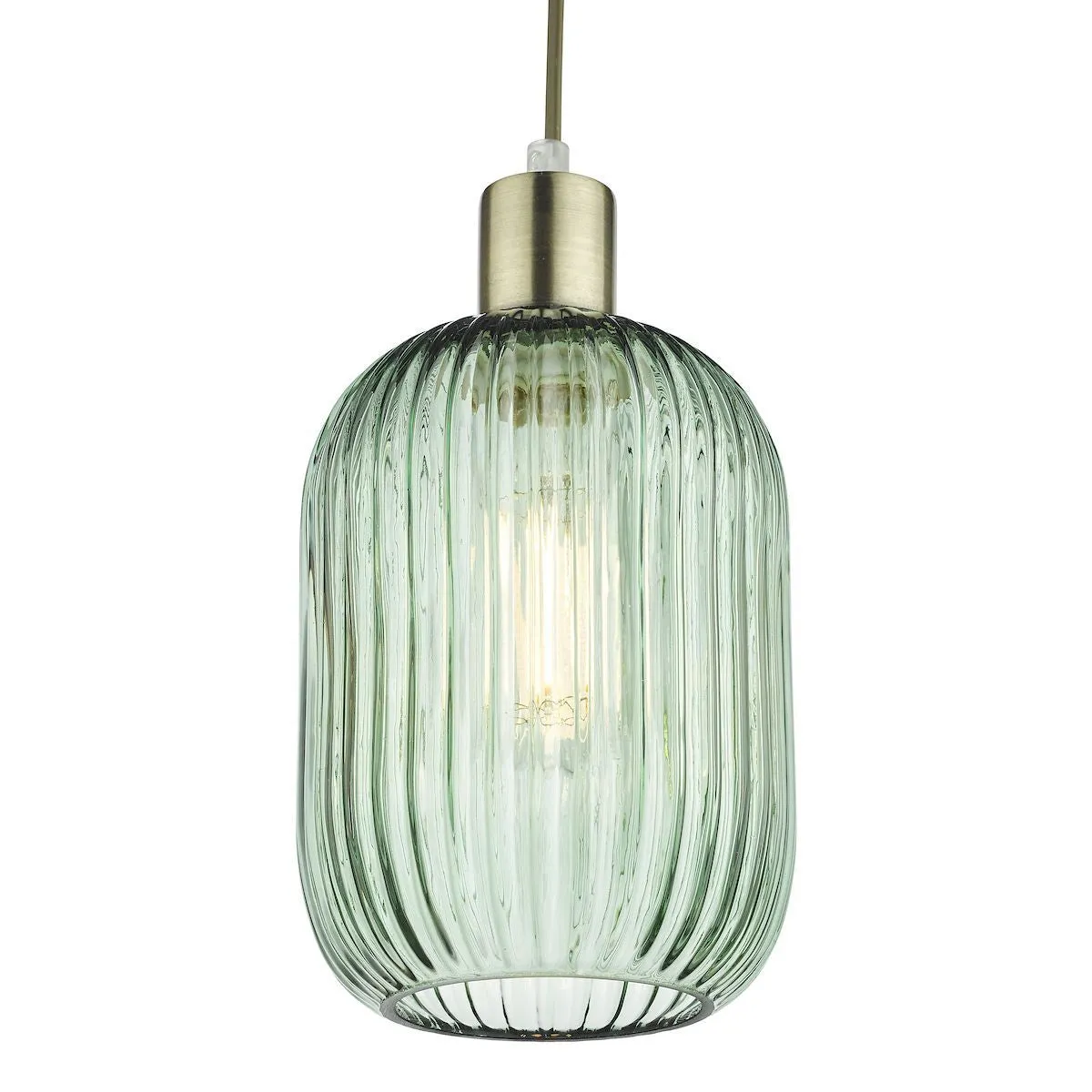 Dar SAW6524 Sawyer Easy Fit Pendant Green Ribbed Glass