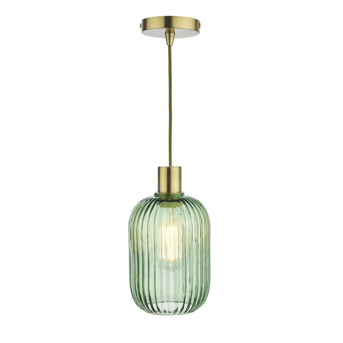 Dar SAW6524 Sawyer Easy Fit Pendant Green Ribbed Glass