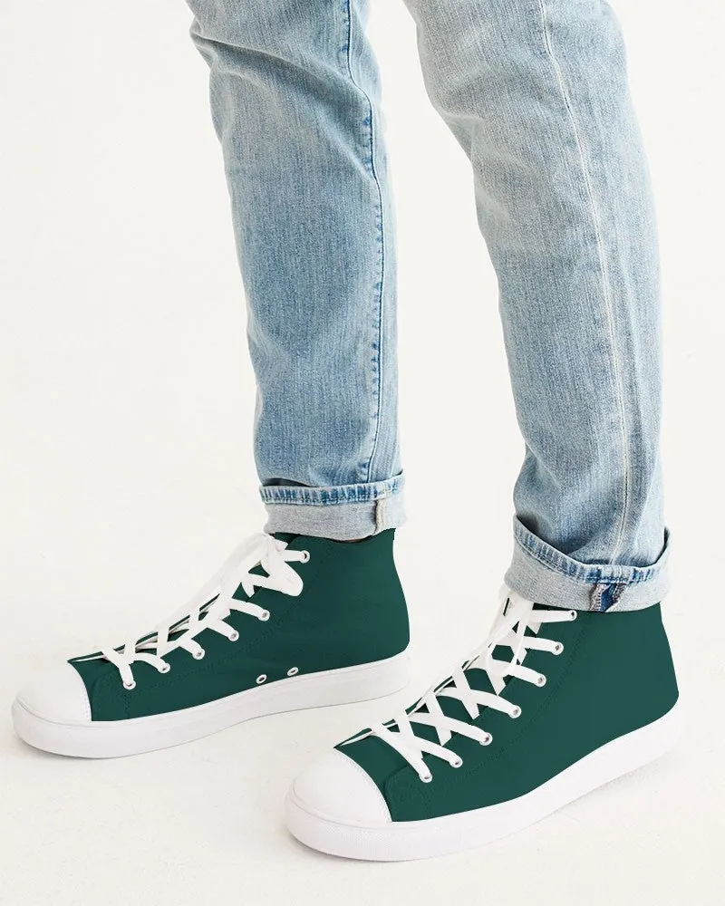 Dark Blue Cool Green Men's High-top Canvas Sneakers | Men's | Dark Pure Blue Cool Green | C100M0Y50K80