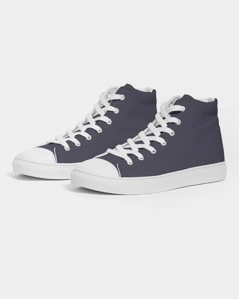 Dark Blue Gray Men's High-top Canvas Sneakers | Men's | Dark Pale Pastel Blue Gray | C30M30Y0K80