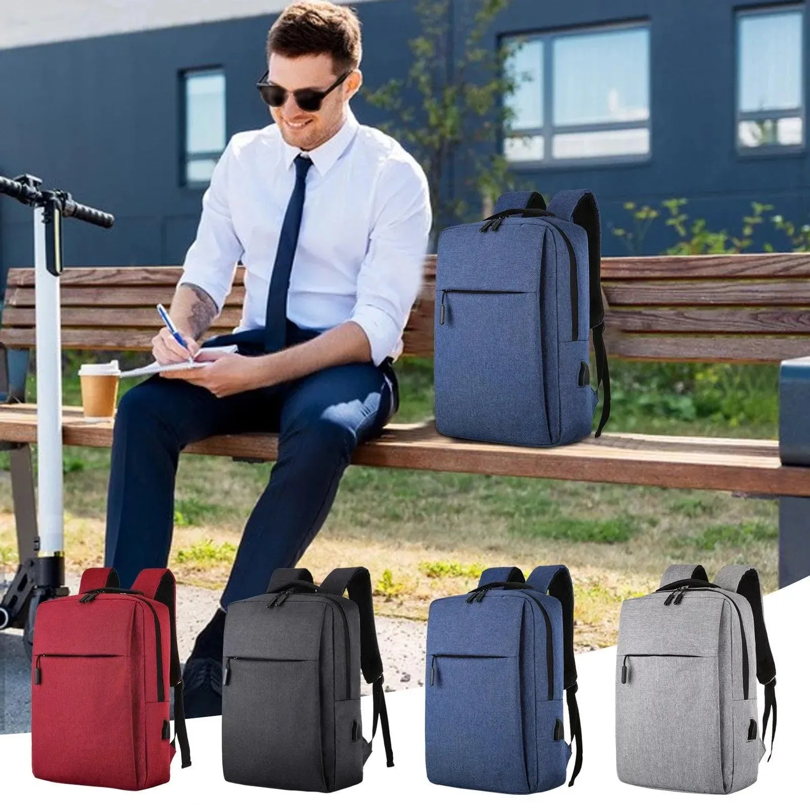 Dark Blue Laptop Backpack 15.6 Inch, Business Slim Durable Laptops Travel Backpacks with USB Charging Port, College School Computer Bag Gifts for Men and Women