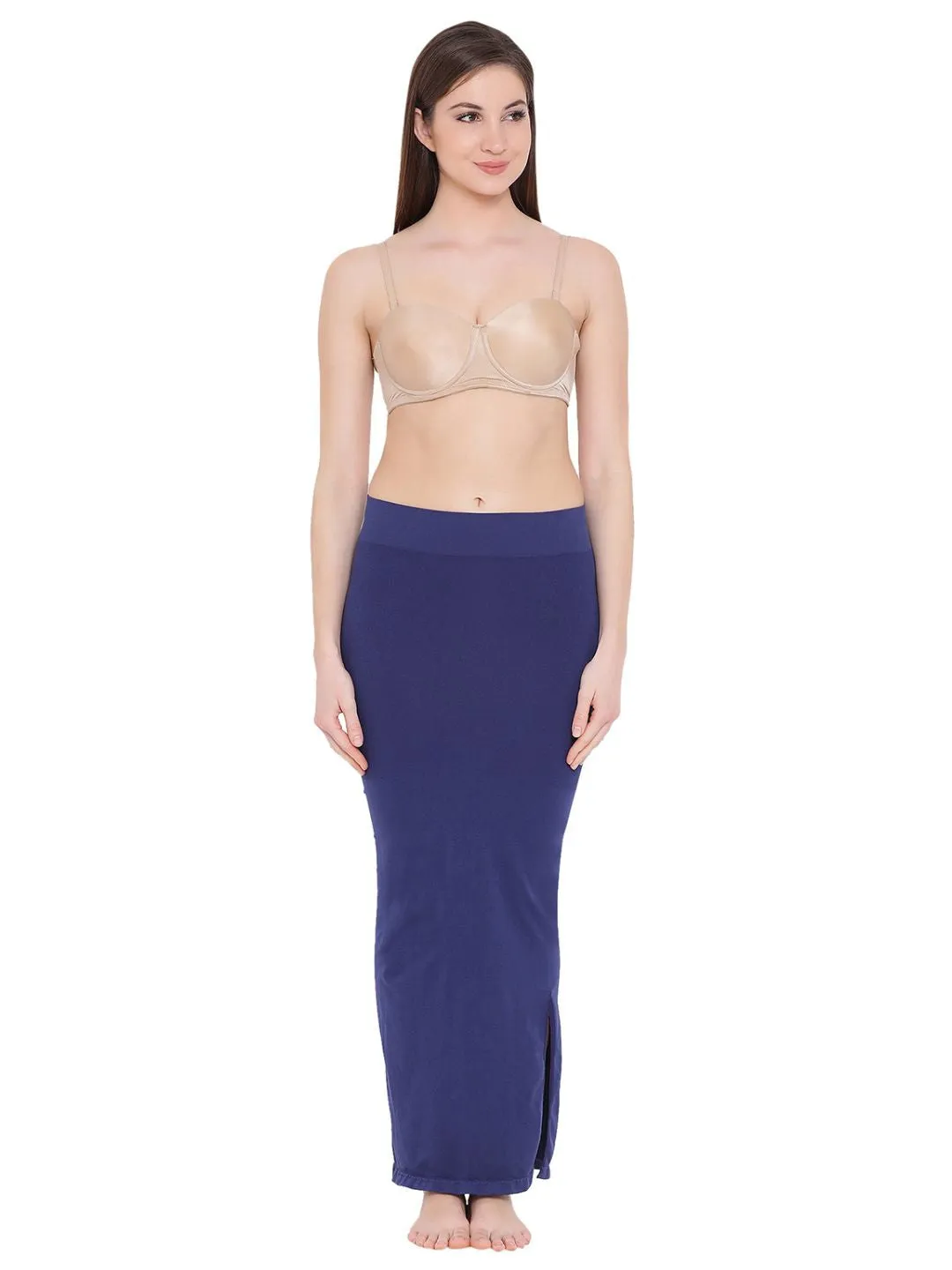 Dark Blue Spandex Side Slit Saree Shapewear