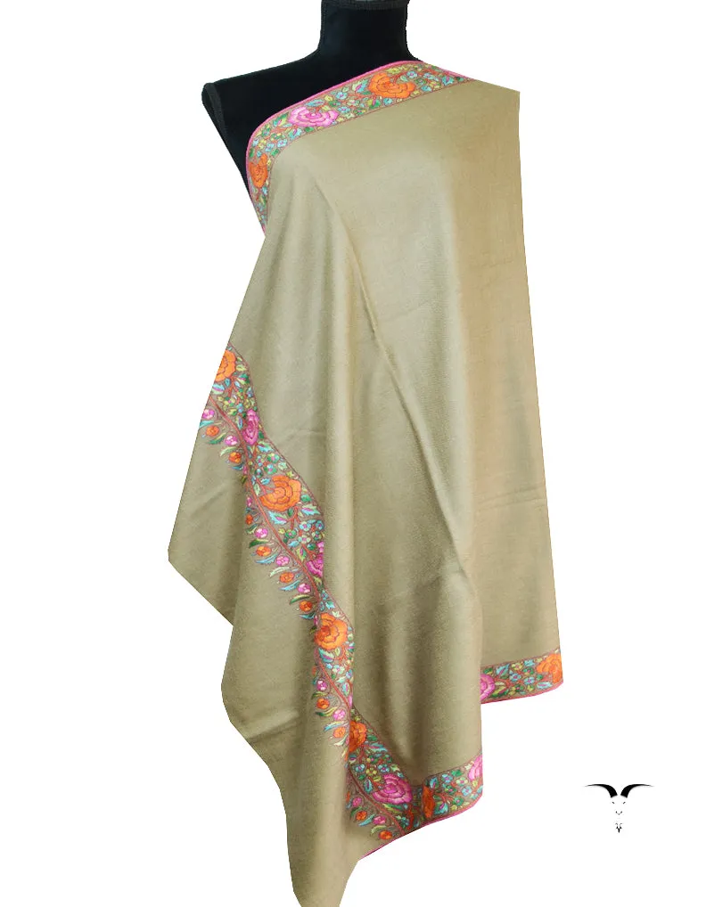 dark natural embroidery pashmina shawl 8615