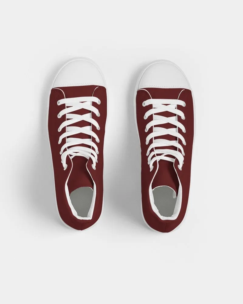 Dark Red Women's High-top Canvas Sneakers | Women's | Dark Pure Red | C0M100Y100K80