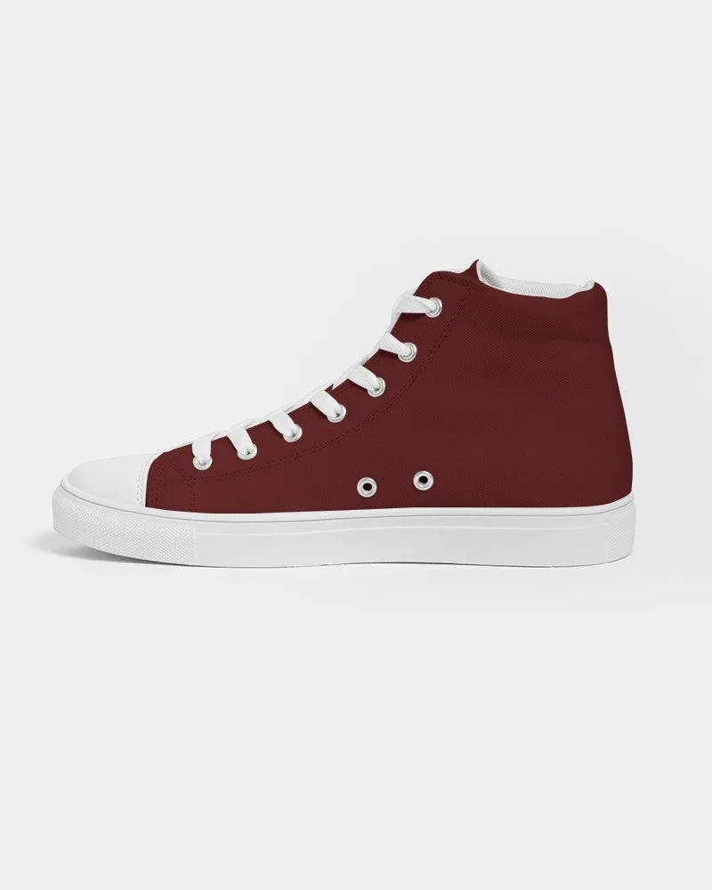 Dark Red Women's High-top Canvas Sneakers | Women's | Dark Pure Red | C0M100Y100K80