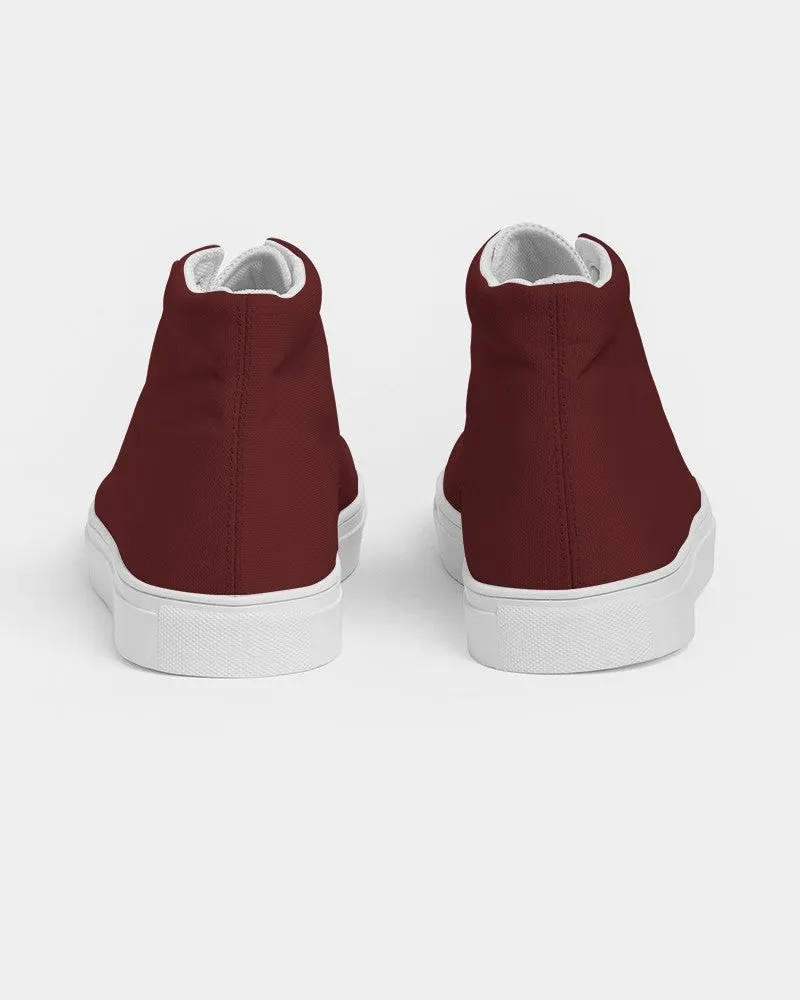 Dark Red Women's High-top Canvas Sneakers | Women's | Dark Pure Red | C0M100Y100K80