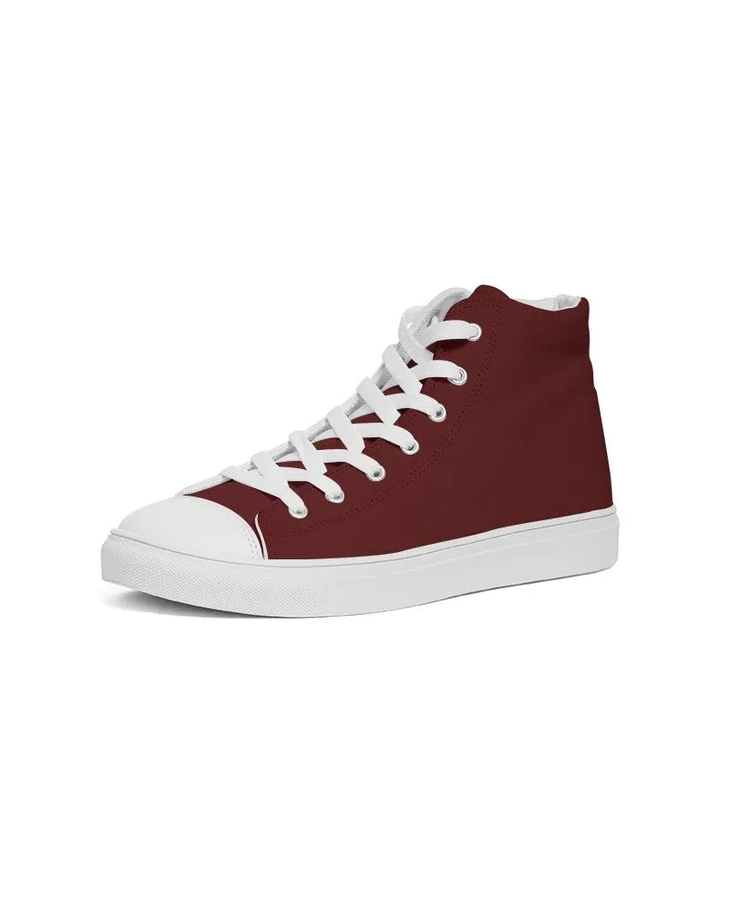 Dark Red Women's High-top Canvas Sneakers | Women's | Dark Pure Red | C0M100Y100K80