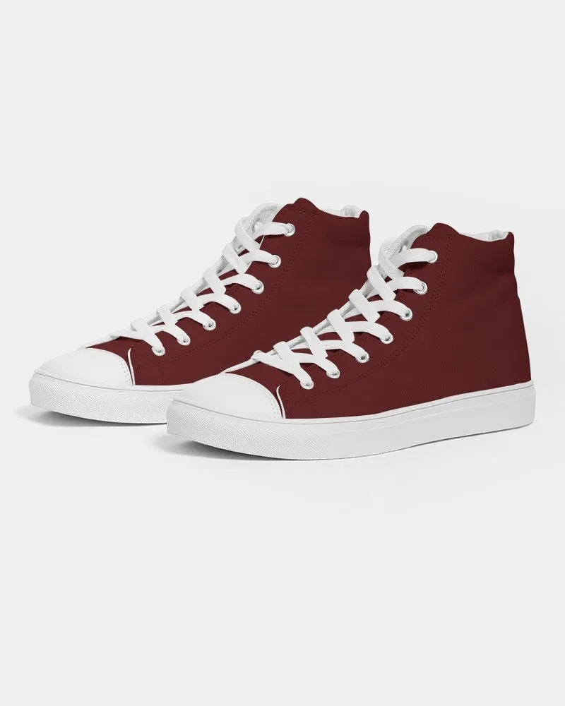 Dark Red Women's High-top Canvas Sneakers | Women's | Dark Pure Red | C0M100Y100K80