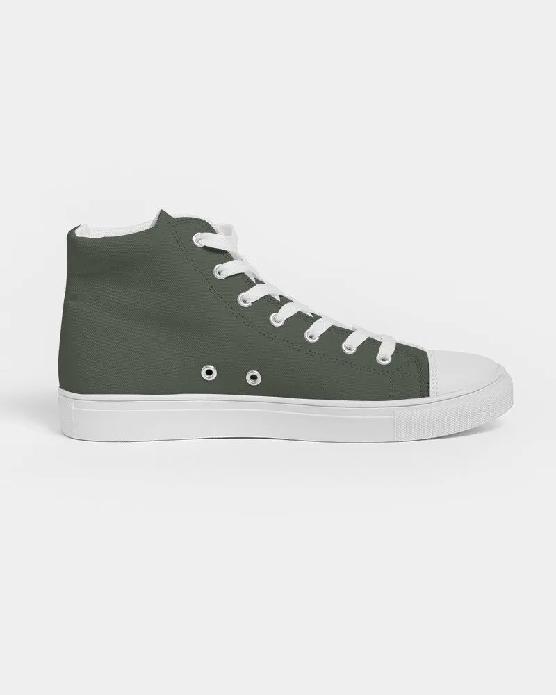 Dark Warm Green Men's High-top Canvas Sneakers | Men's | Dark Pale Pastel Warm Green | C15M0Y30K80