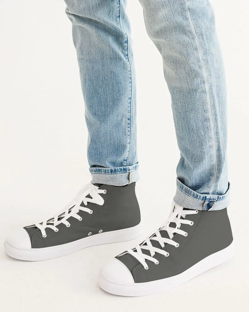 Dark Yellow Gray Men's High-top Canvas Sneakers | Men's | Dark Pale Yellow Gray | C0M0Y10K80