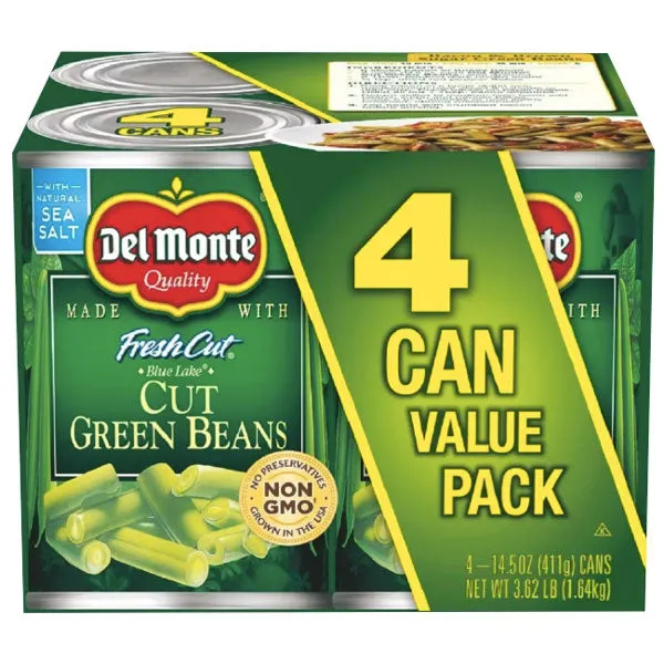 Del Monte Cut Green Beans Value Pack, 4 Ct