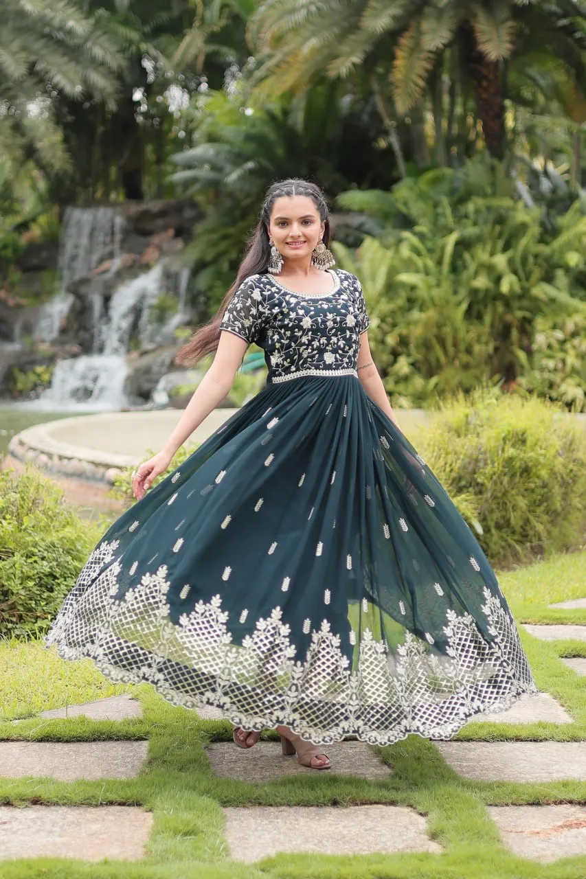 Designer Embroidered Georgette Gown