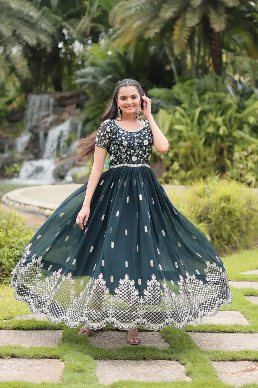 Designer Embroidered Georgette Gown