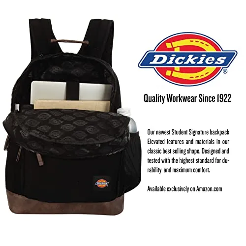 Dickies Signature Backpack for School Classic Logo Water Resistant Casual Daypack for Travel Fits 15.6 Inch Notebook (Black)