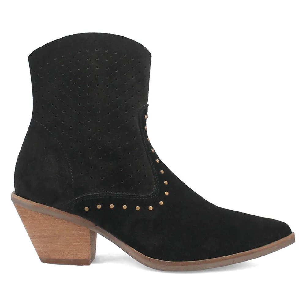 Dingo Miss Priss Black Zipper Snip Toe Suede Leather Ankle Boot