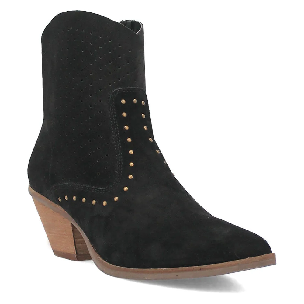 Dingo Miss Priss Black Zipper Snip Toe Suede Leather Ankle Boot