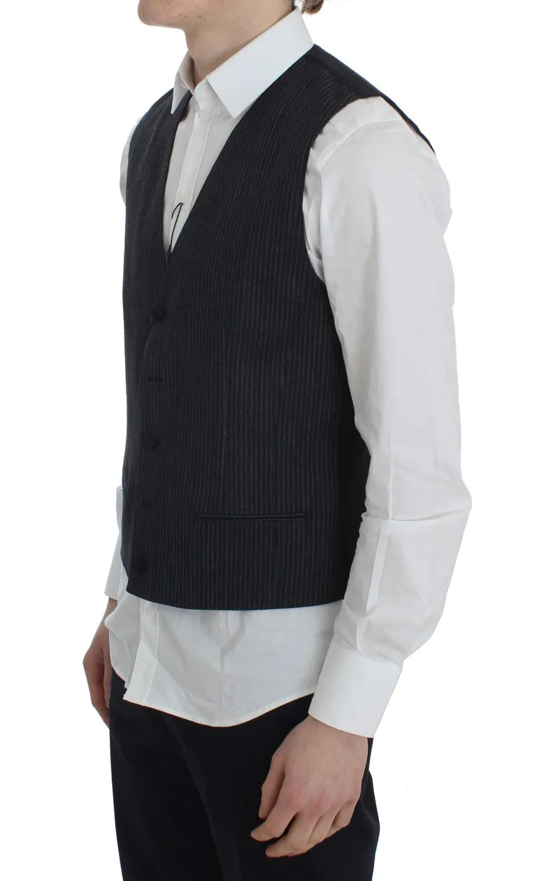 Dolce & Gabbana Elegant Gray Striped Wool Vest