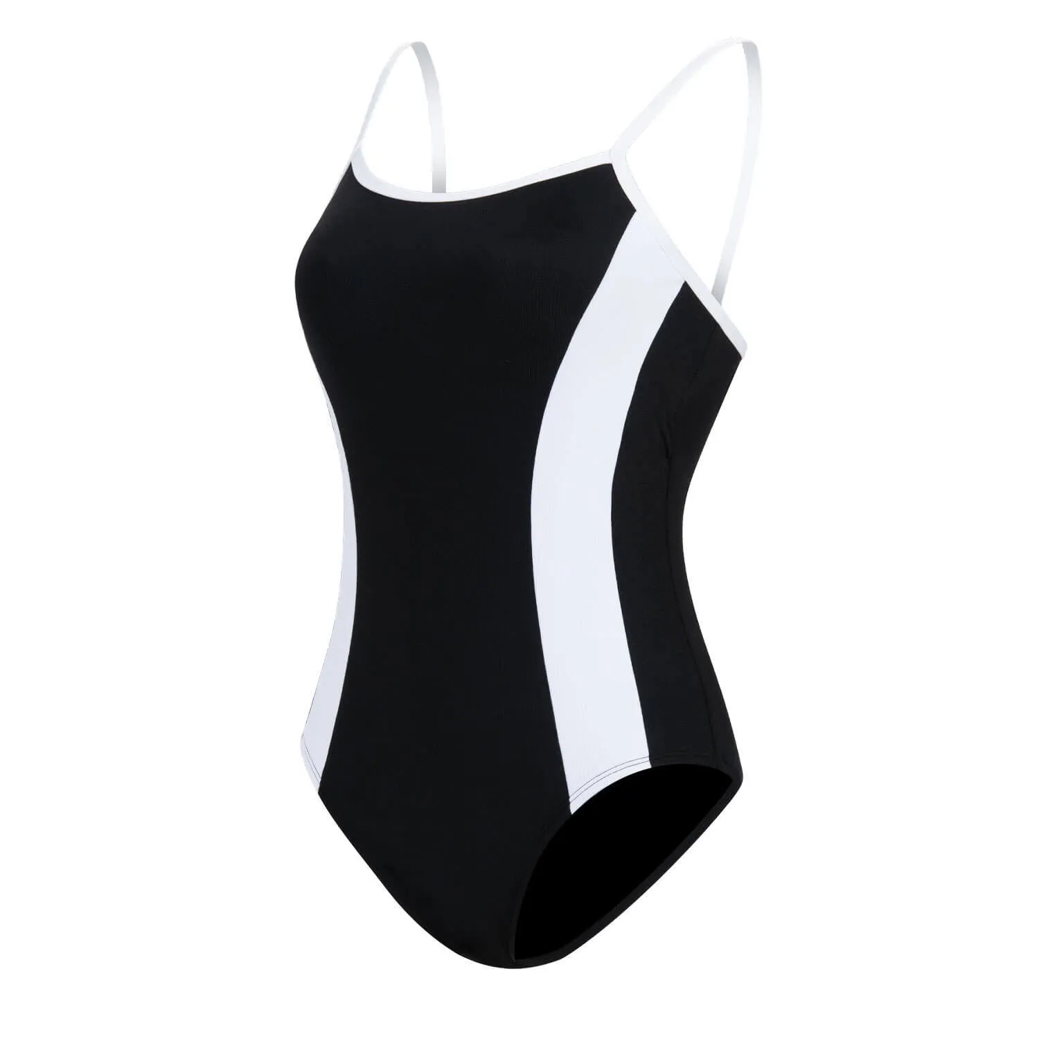 Dolfin Straight Back Moderate Lap Suit One Piece Swimsuit - Black FINAL SALE