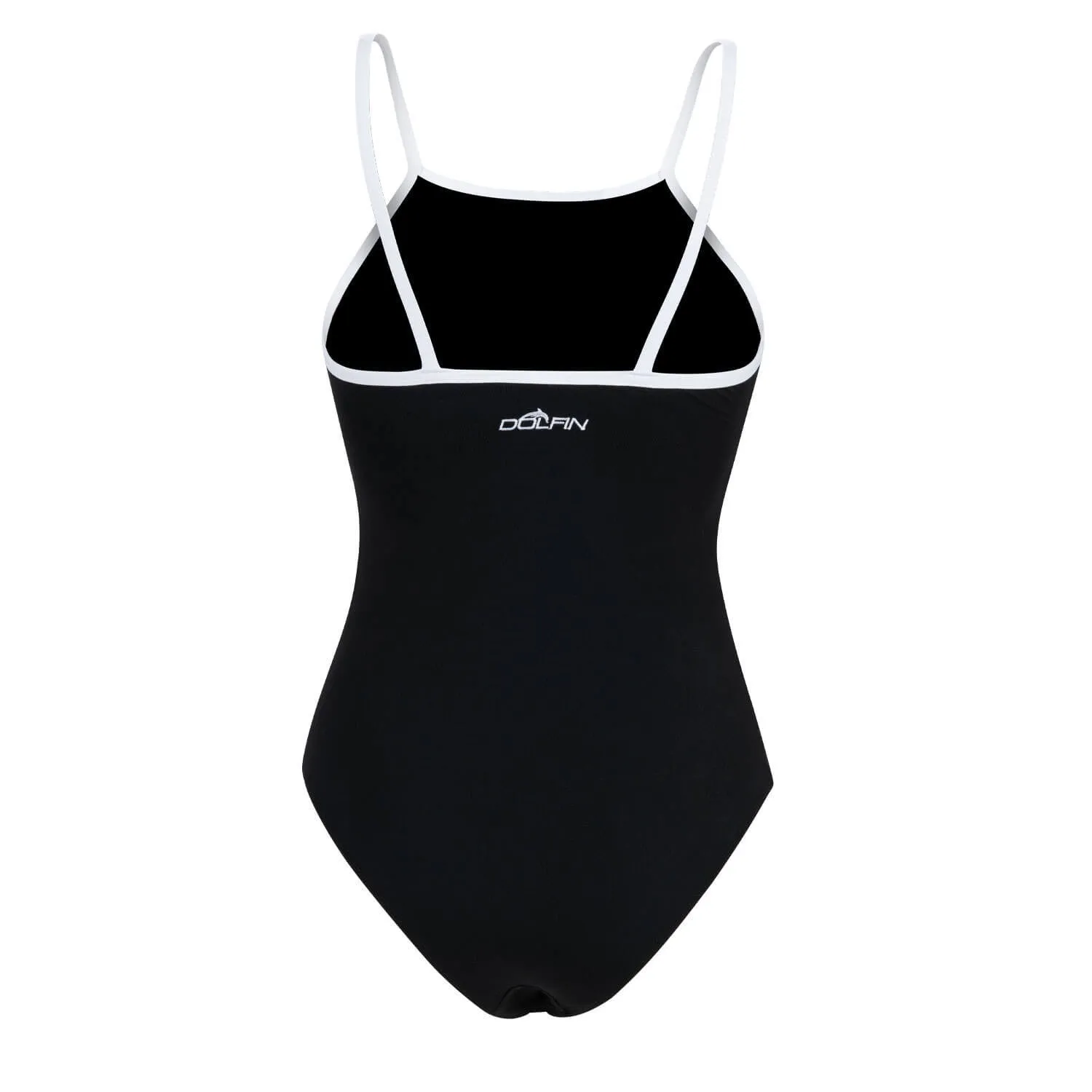 Dolfin Straight Back Moderate Lap Suit One Piece Swimsuit - Black FINAL SALE