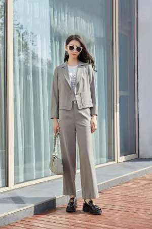 Dolphin Gray Blazer Suit Office Outfits