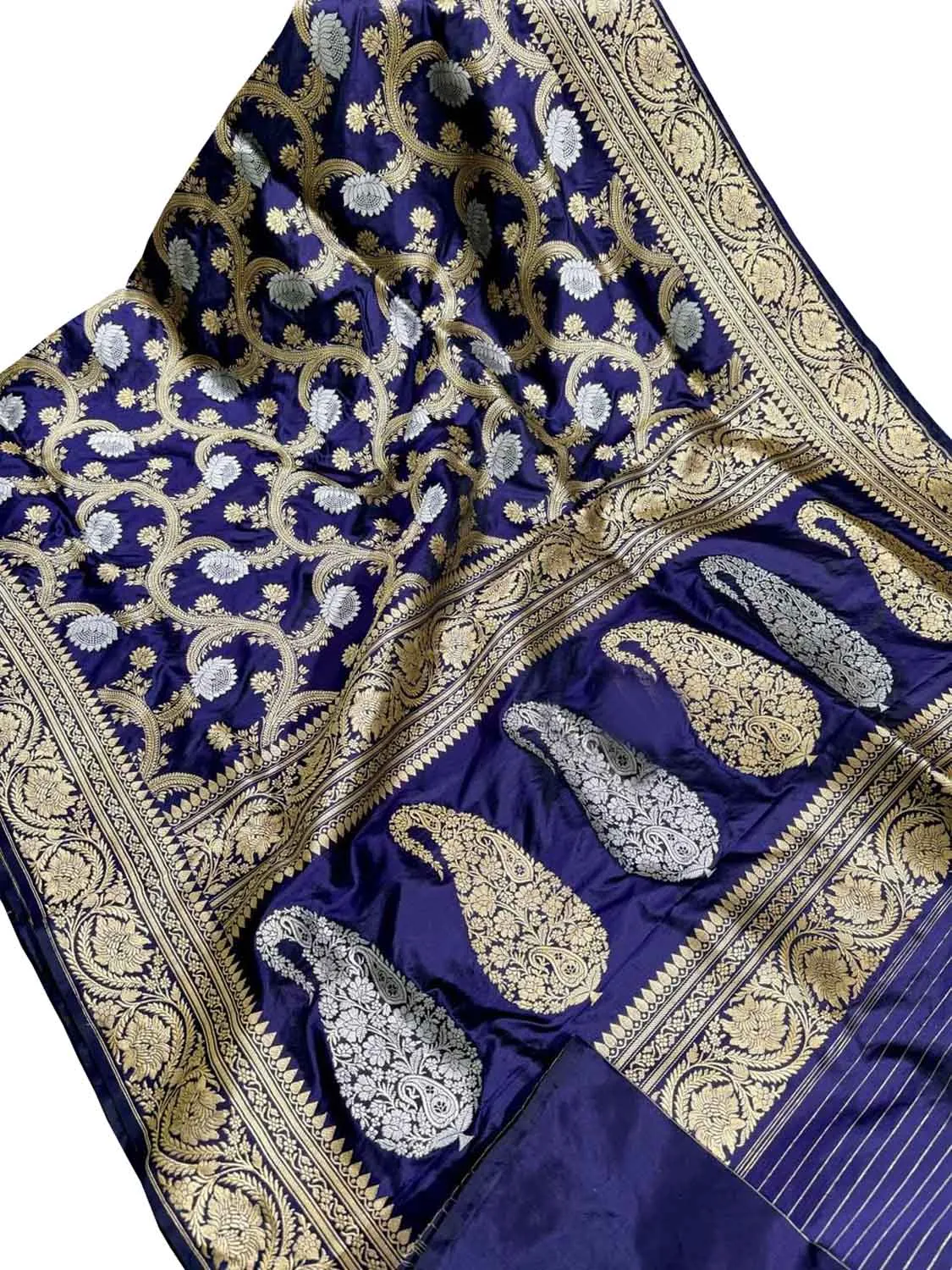 Elegant Blue Banarasi Silk Saree - Handloom Beauty