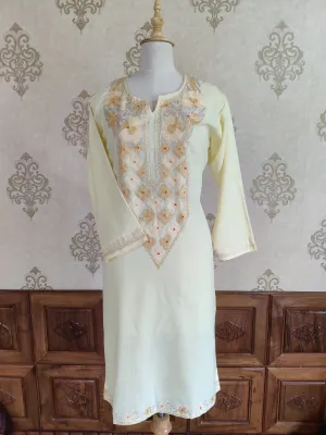 Elegant Cream Aari Embroidered Kurti