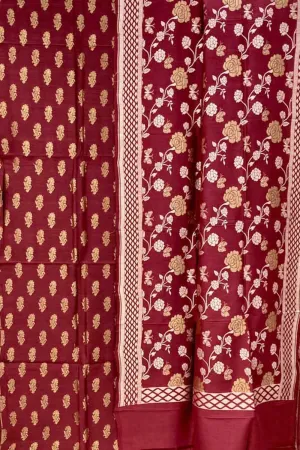 Elegant Red Banarasi Handloom Moonga Silk Suit Set